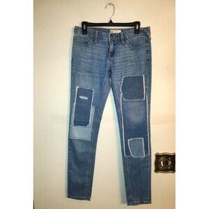 Nice Women's FP Free People Denim Patchwork Blue Jeans Size W 27